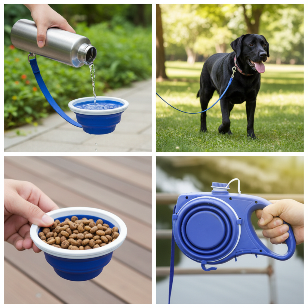 Dog Leash with Water Bottle & Travel Cup Set