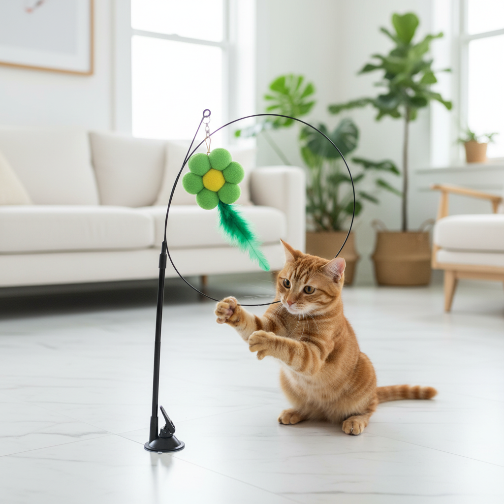 Interactive Cat Teaser Toy with Suction Cup Base