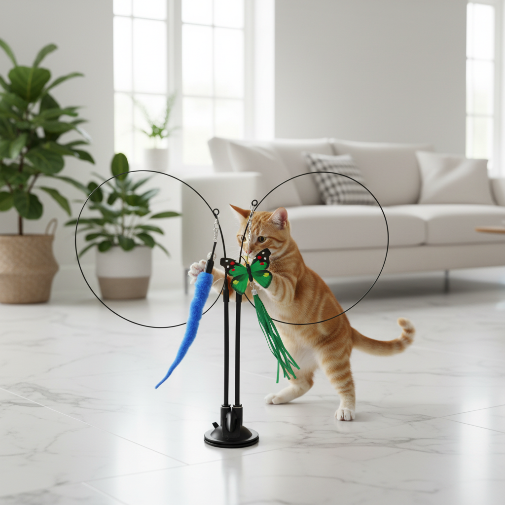 Interactive Cat Teaser Toy with Suction Cup Base